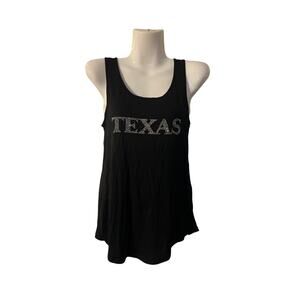 Rhinestone Texas Black Scoop Neck Tank Top SZ S/M Bling Casual Lightweight